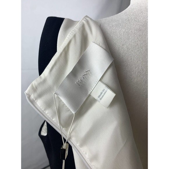 NWT Hugo Boss Dikrysa Color Block White Black & Tan Sheath Dress Size 4, NEW! - Picture 7 of 11